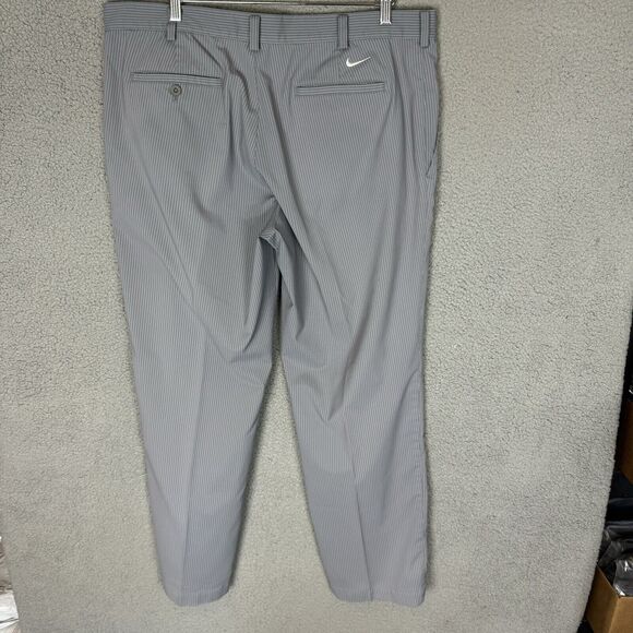 Nike Pants Men's 38x32 Grey Striped Golf Flat Front Performance Dri Fit - Picture 3 of 8